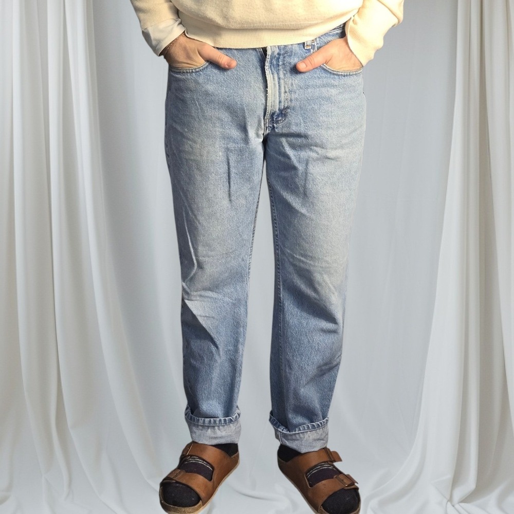 VTG 1997 Gap‎ 1969 Men 31x32 Blue High Rise Tapered Jeans 7in Leg 90s USA Loose
